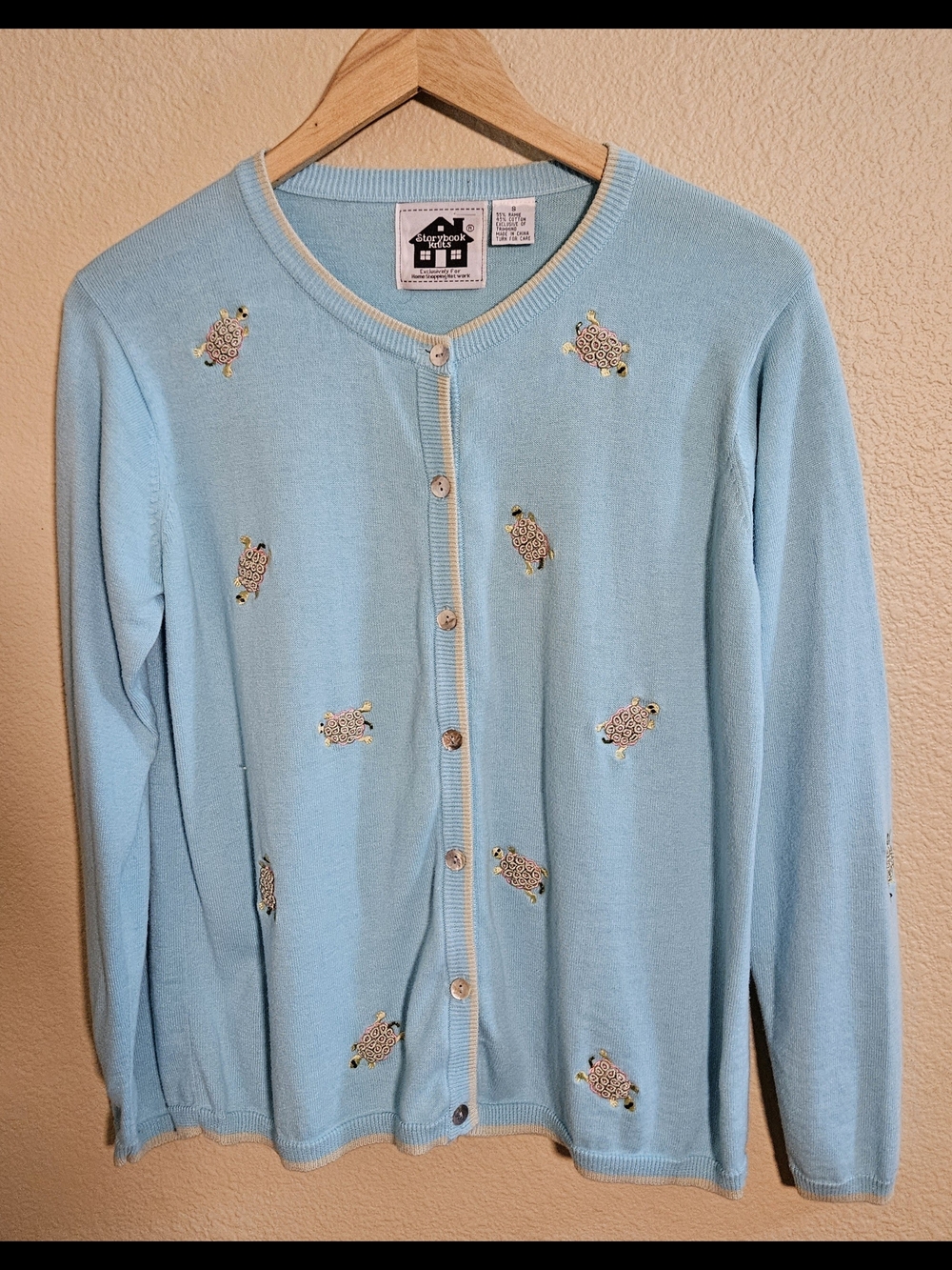 Storybook Knits Light Blue Turtle Embroidered Cardigan ,LOVE SOME TURTLES!